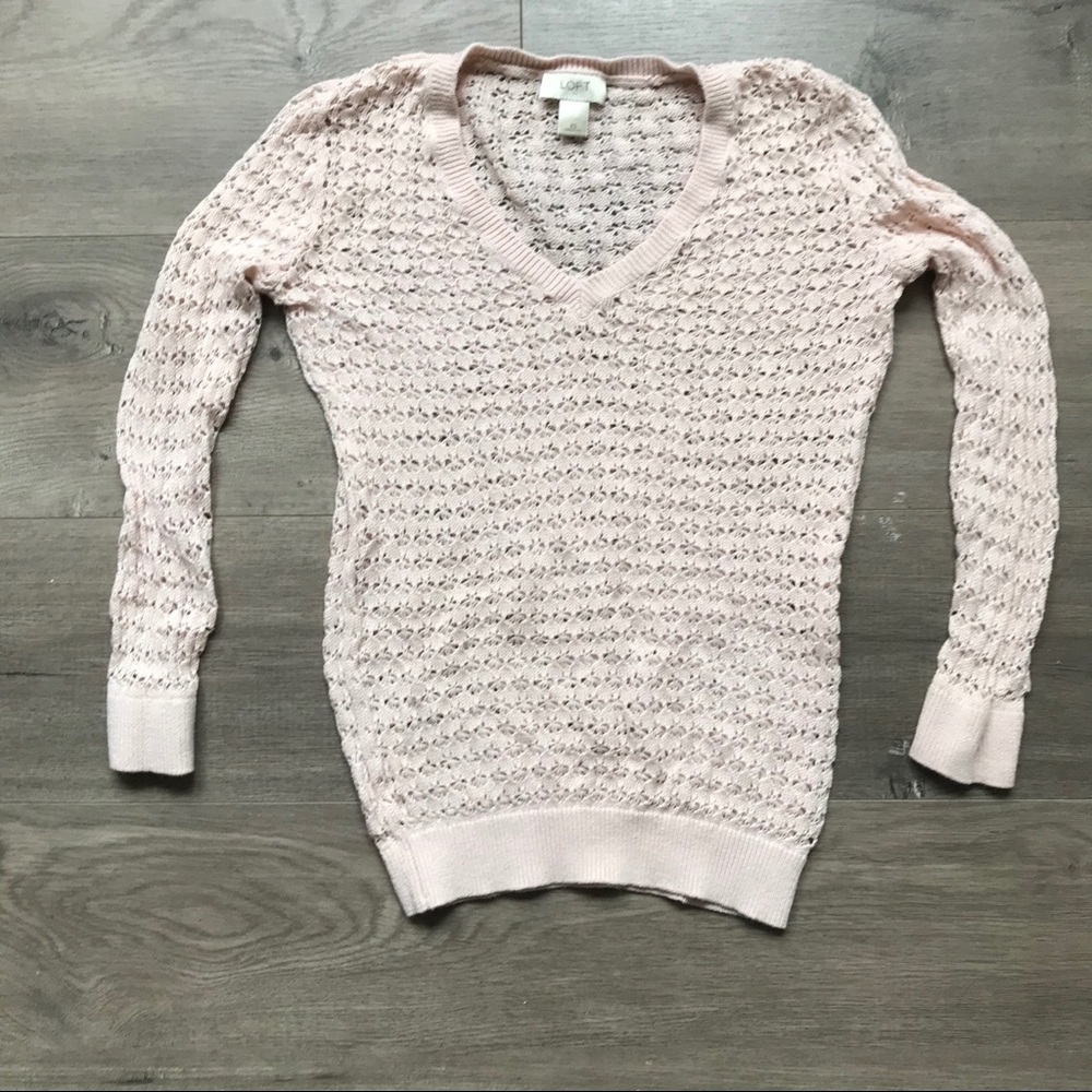 🌸Loft V Neck Long Sleeve Open Stitch Sweater
